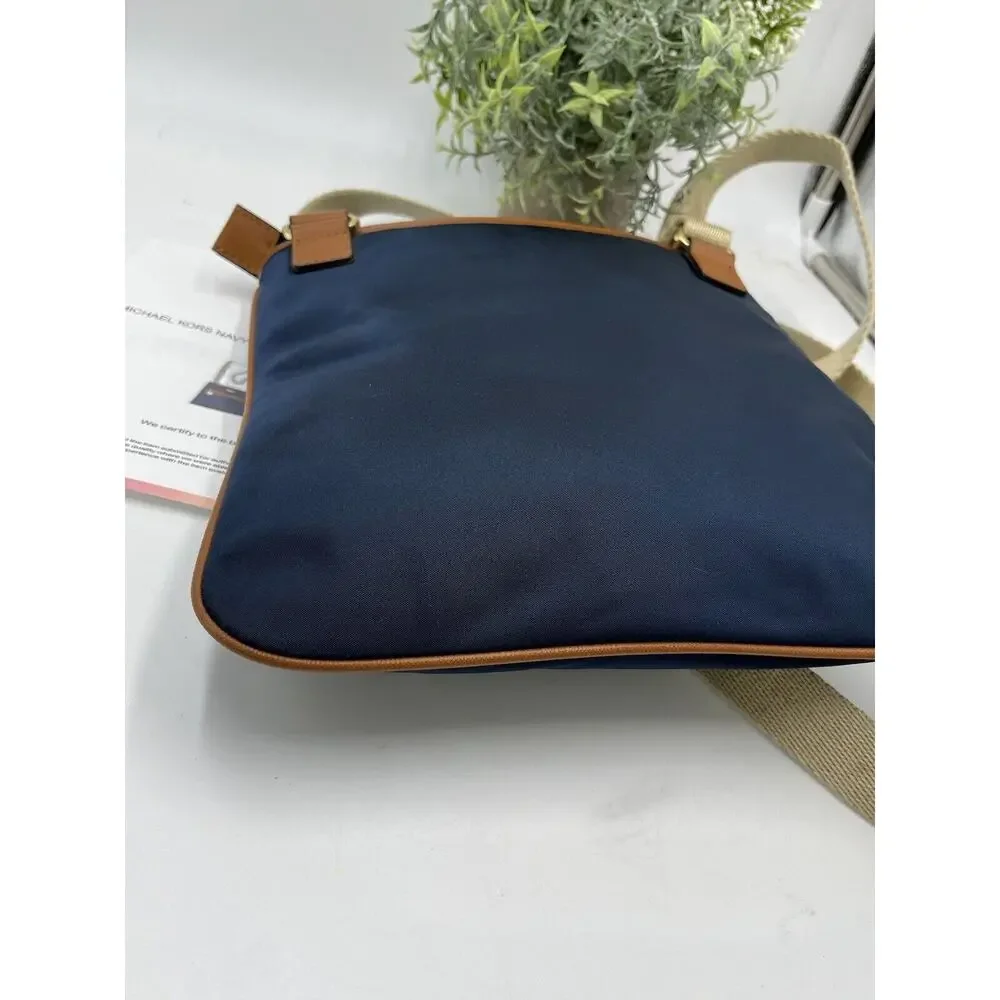 Michael Kors Authenticated Kempton Navy‎ Nylon Leather Crossbody Shoulder Bag